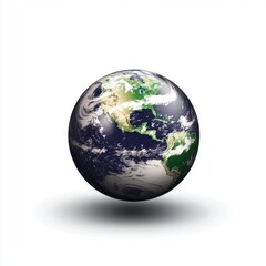 Fototapeta premium A vibrant globe showcasing Earth with lush green continents and deep blue oceans, symbolizing nature and sustainability.