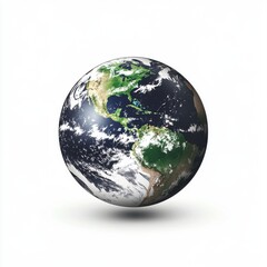 Obraz premium A vibrant, rotating globe showcasing the Americas, with detailed landmasses and swirling clouds.