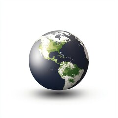 Fototapeta premium A realistic 3D rendering of Earth showcasing the Americas against a white background.