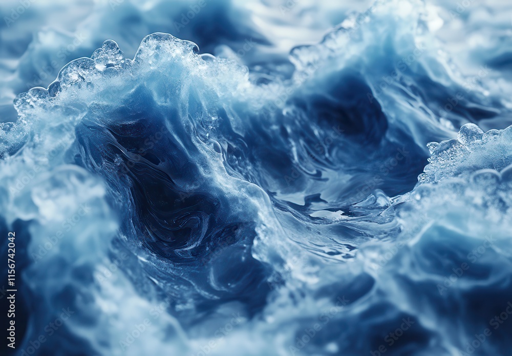 Aufkleber close-up image of turbulent ocean waves capturing the dynamic motion and textures of water in shades