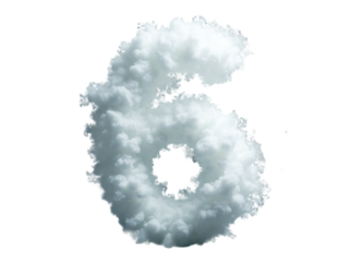 Cloud Number 6 Isolated on Transparent Background, Number 6 Made by Cloud – Creative Cloud Design.