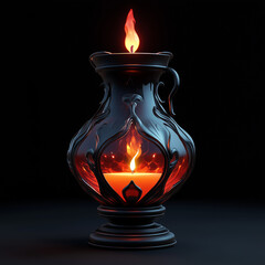 3d Cute Render Antique Lamp Soft Candleligh