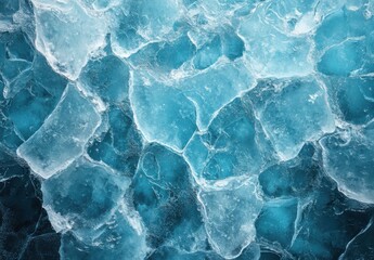 Obraz premium Close-Up of Natural Ice in Shades of Blue and White, Highlighting the Intricate Textures and Patterns in Frozen Water, Ideal for Seasonal Imagery and Nature Photography