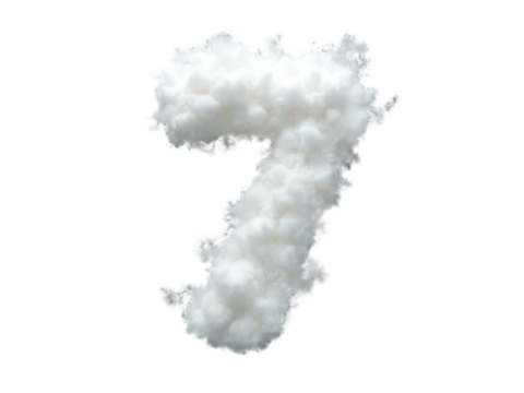 Cloud Number 7 Isolated on Transparent Background, Number 7 Made by Cloud – Creative Cloud Design.