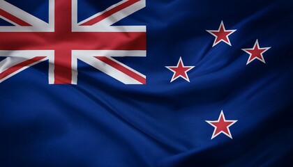 New Zealand national flag waving in beautiful sky with mast. A proud moment flag waving with sunlight.