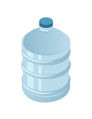 Isometric transparent water tank. Water bottle for cooler with cold and heat water valve. Office supply. Vector illustration isolated on white background