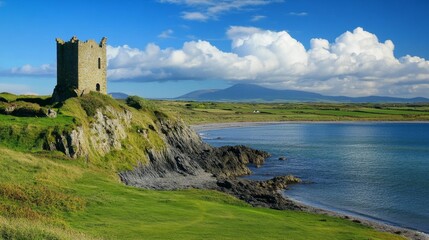 Fototapeta premium Irish Coastal Ruins: A Majestic Landscape