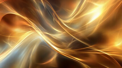 Abstract golden and light blue flowing waves, energy, dynamic, light, motion.