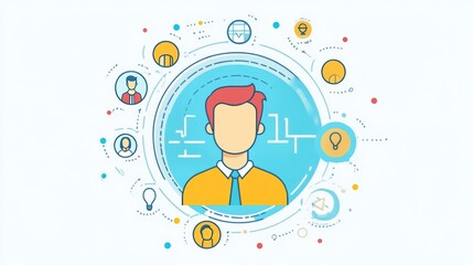 HRM or Human Resource Management, manager icon which is among staff icons for human development recruitment leadership and customer target, resume, interview. generate by AI