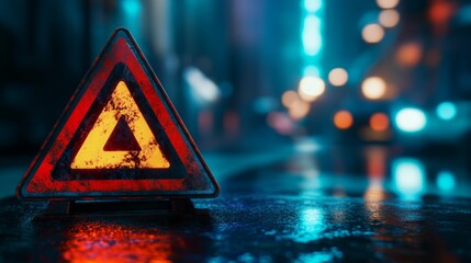 triangle caution warning sign for notification error and maintenance concept, network security, computer virus detected data protection.