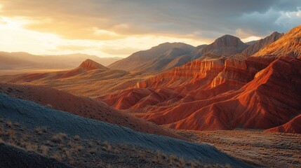 Naklejka premium Stunning Desert Landscape at Golden Hour