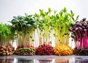 Obraz premium Silhouette Microgreens: Sprouting Seeds & Beans, Healthy Nutrition Photography