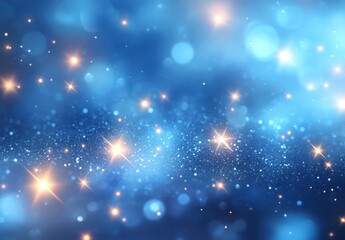 Fototapeta premium Dreamy Starry Background with Blurred Blue Lights Creating a Magical, Ethereal Atmosphere Perfect for Various Creative Projects and Designs