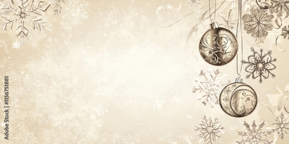 Aufkleber elegant winter background with snowflakes and decorative ornaments creating ample space for text or 