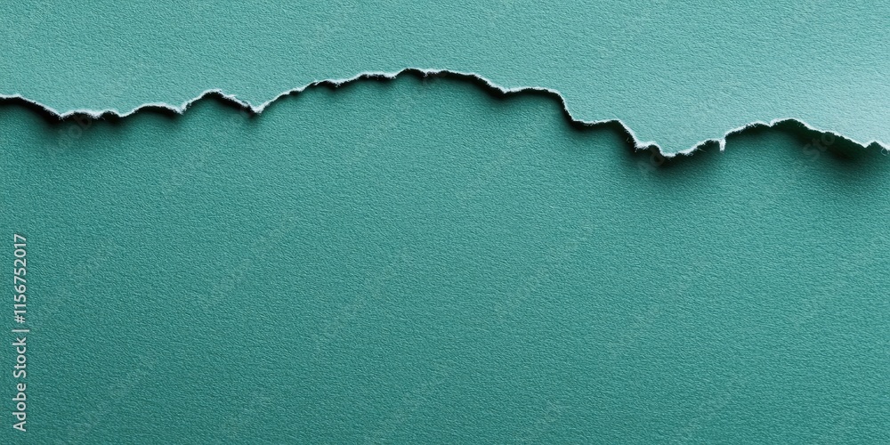 Poster Textured green paper backdrop with torn edge creating empty space for text or design elements in a professional setting