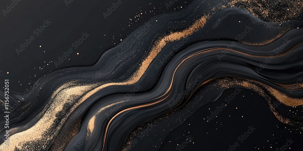 Poster elegant black and gold marble background with space for custom text overlay in a sophisticated desig