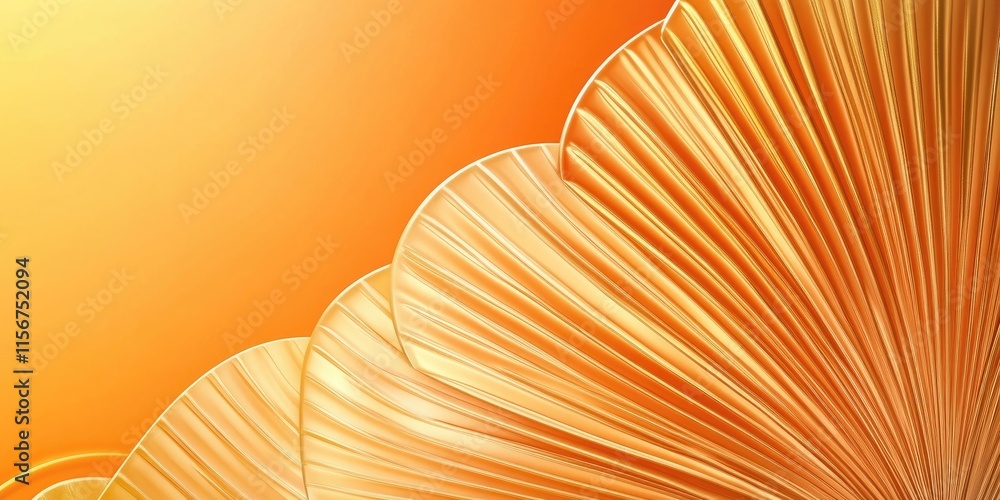Poster art deco inspired background in warm orange and gold tones featuring flowing lines and ample space f