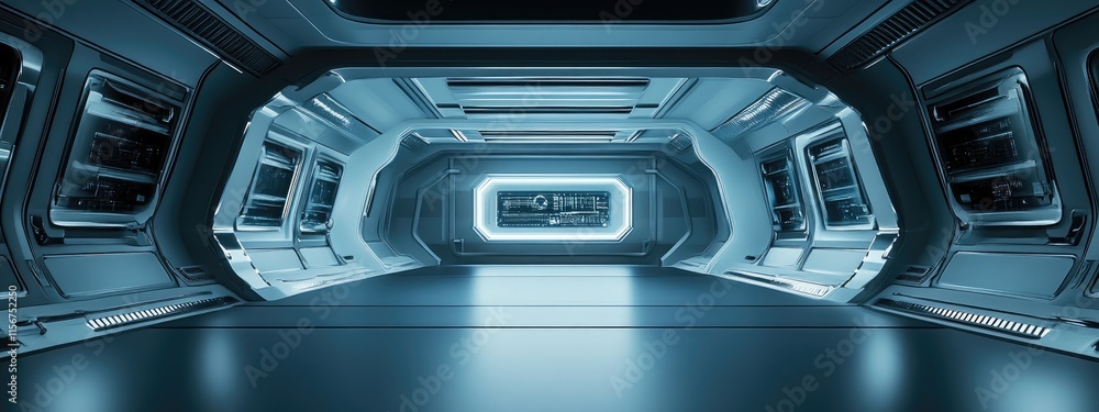 Aufkleber futuristic technology interior with empty space for text in documentary style setting