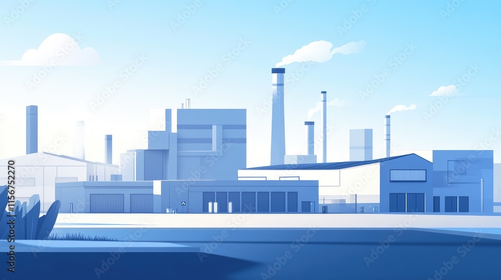 Poster delta header manufacturing plant digital engineering facility with empty space for customizable text