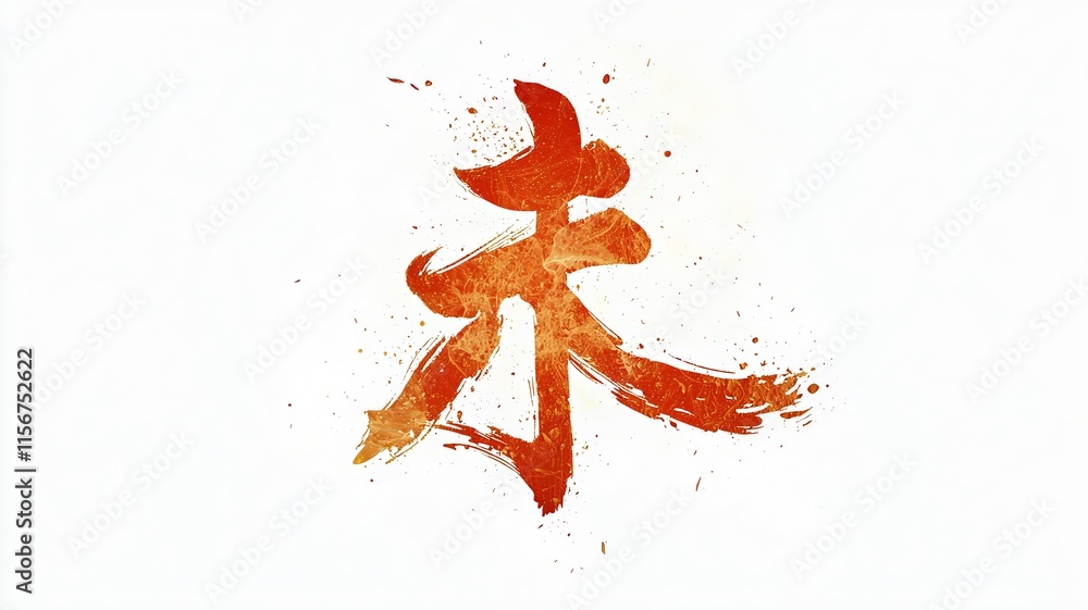Aufkleber vibrant and dynamic chinese new year with abstract red and gold ink splashes traditional calligraphi
