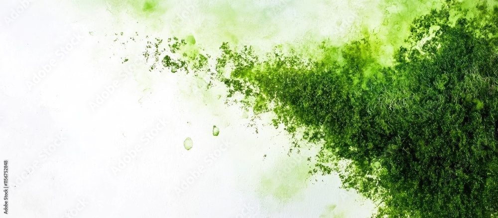 Poster dynamic green algae texture background with ample copy space for creative graphic design and text pl