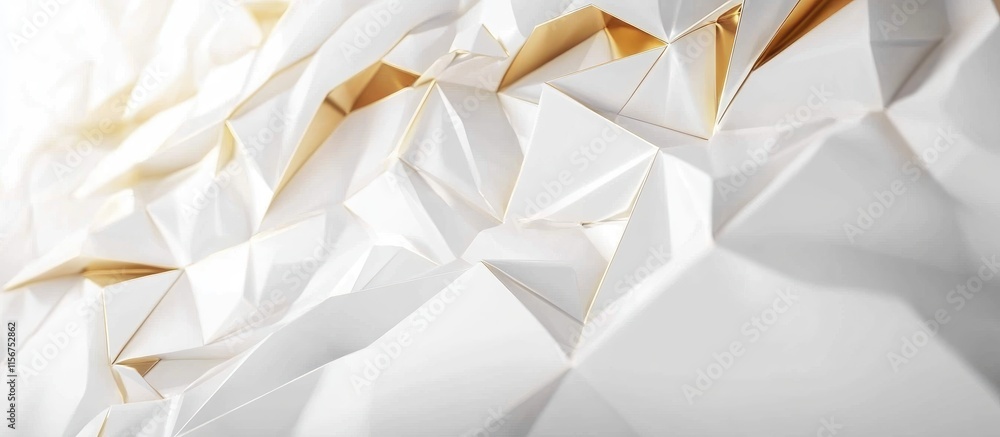 Poster gold and white geometric textured background with abstract triangular shapes ideal for modern design