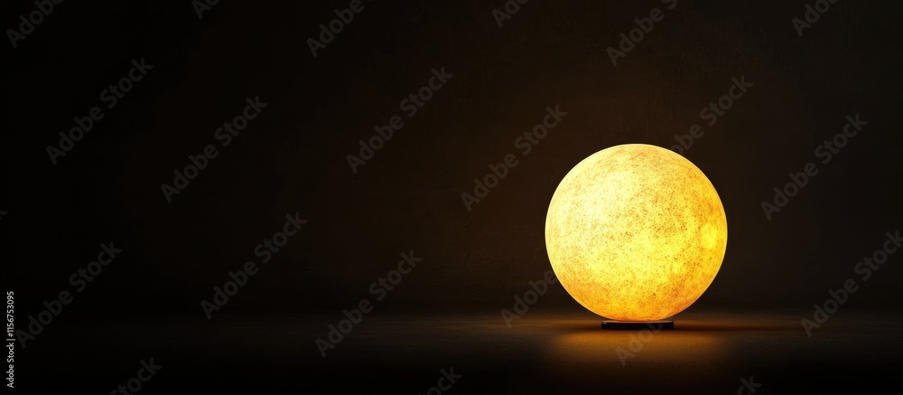 Aufkleber glowing yellow lamp illuminating dark space against black background with room for your custom text 
