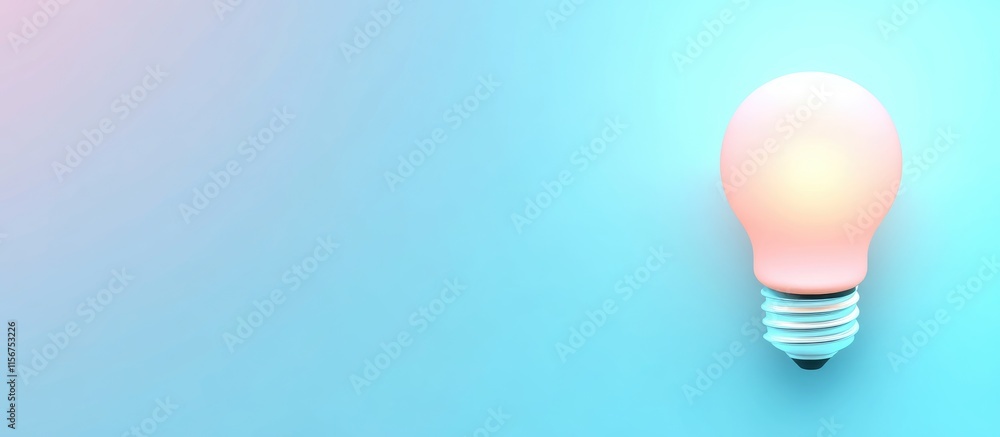 Poster illuminated light bulb on gradient background symbolizing inspiration and creativity with ample spac