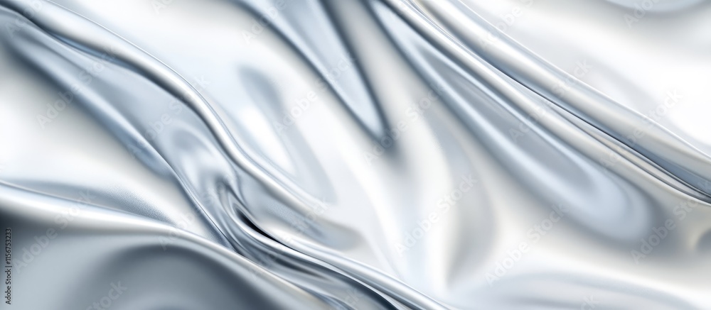 Poster futuristic silver metallic luxury background with smooth flowing texture and ample blank space for c