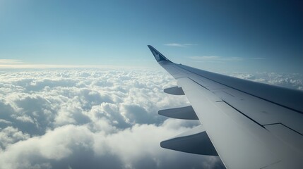 Obraz premium Above the Clouds: A Stunning Aerial View from a Flight