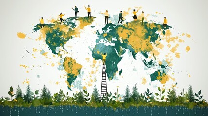 flat design, illustration, The World-Building Project: A team designs plans to help the environment