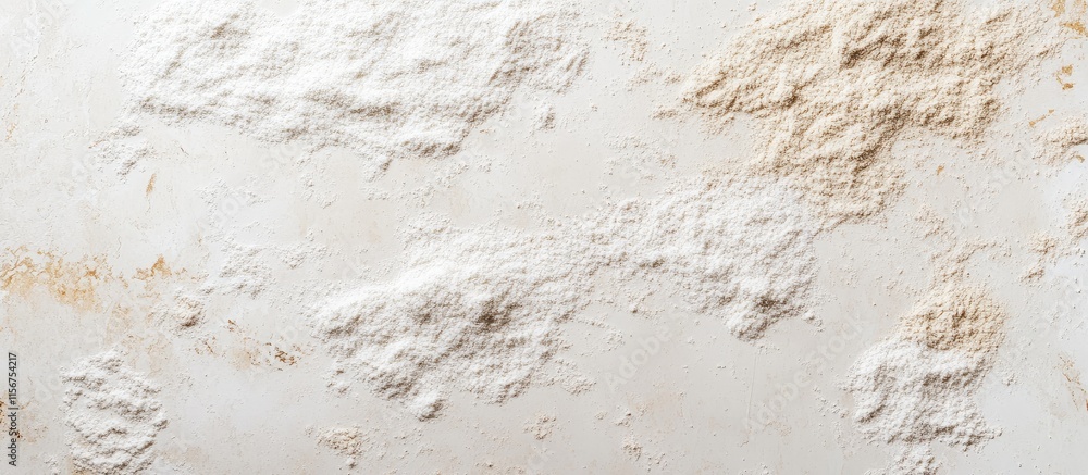 Aufkleber flour texture on a rustic wooden surface with ample copy space for culinary or baking related design