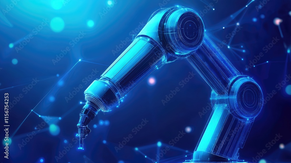 Poster digital engineering in robotics advanced robotic arm technology with copy space for future innovatio