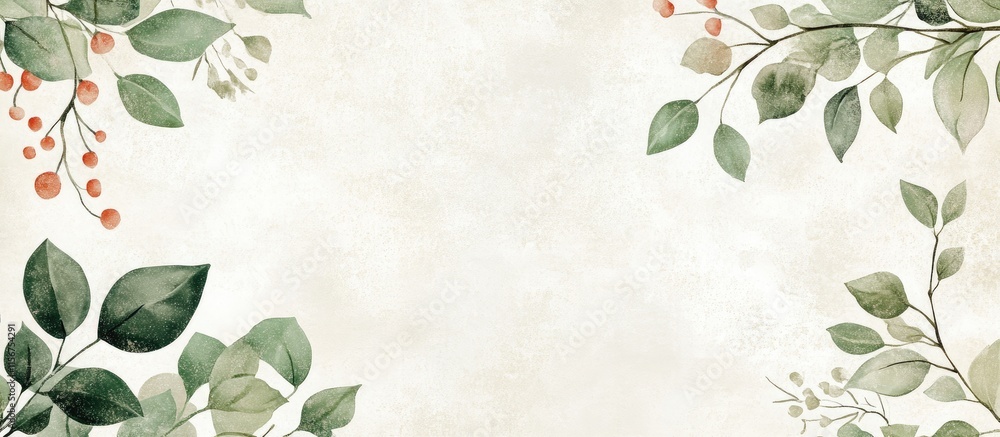 Poster floral wallpaper design with leafy patterns and neutral background space for customizable text or gr
