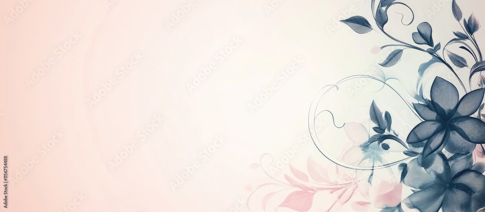 Poster floral design with abstract shapes and soft curves featuring empty space for text and a gentle color