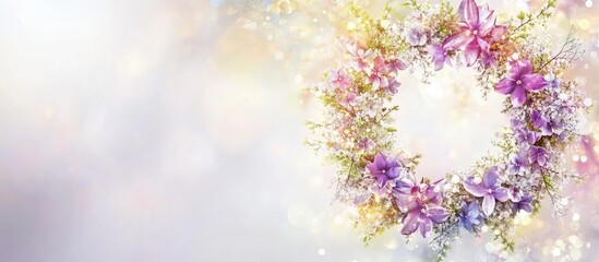 Floral Wreath Anniversary Card Design with Elegant Empty Space for Personal Message