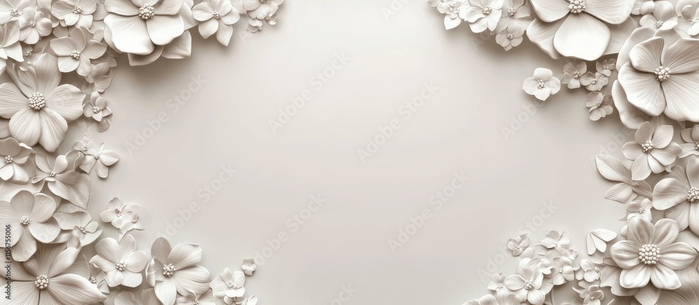 Poster elegant floral wall art background with texture and empty space for custom text or branding use