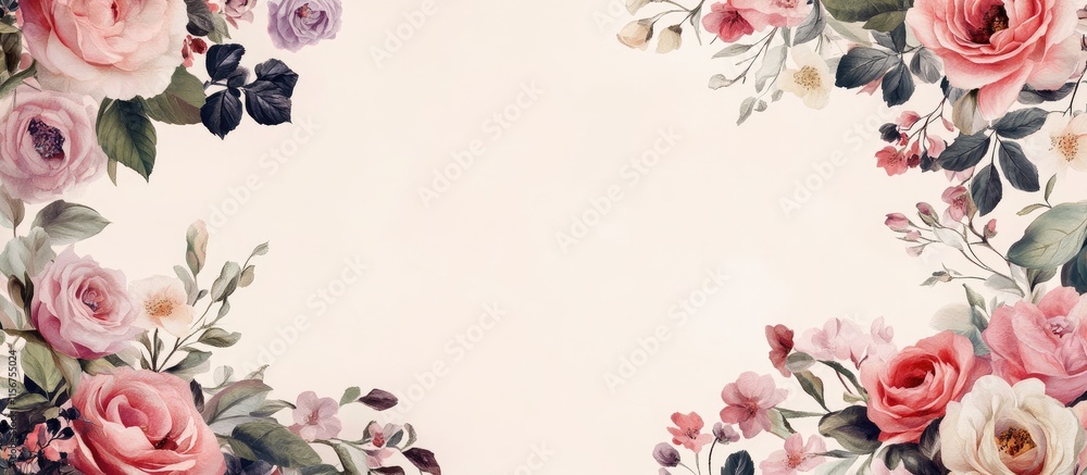 Poster floral composition blank card mockup with empty space for text ideal for graphic design projects and