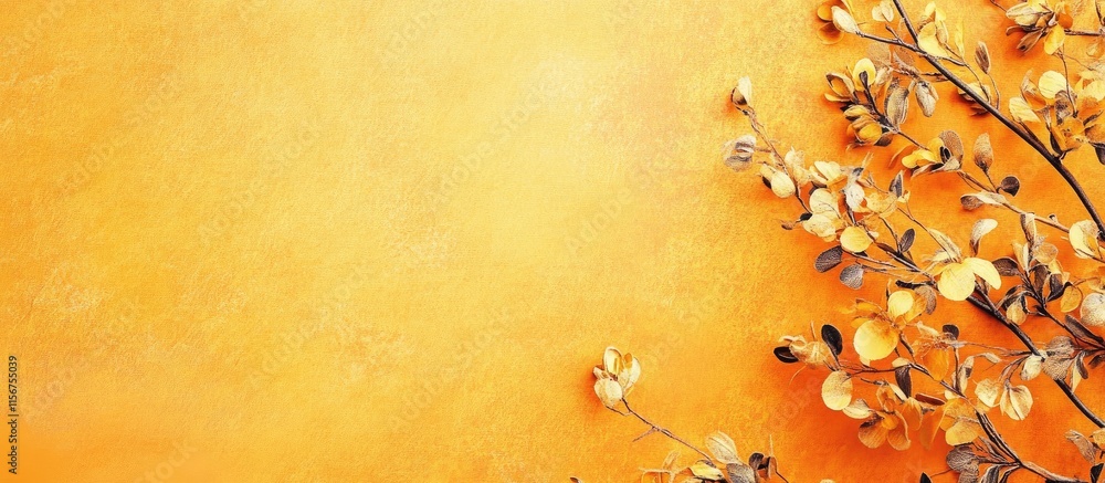 Poster bright floral canvas background in orange and yellow with ample space for text and design elements