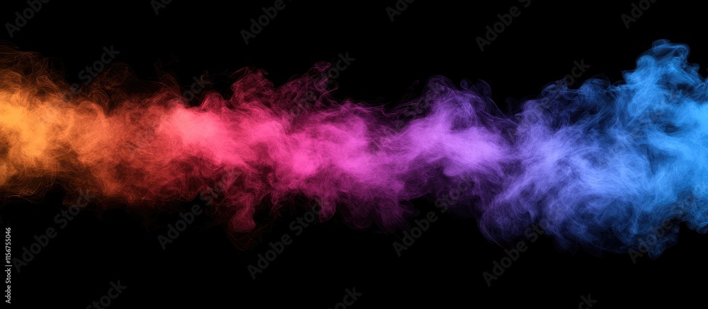 Aufkleber colorful smoke gradient fog swirling in the air against a dark background creating a dramatic space 