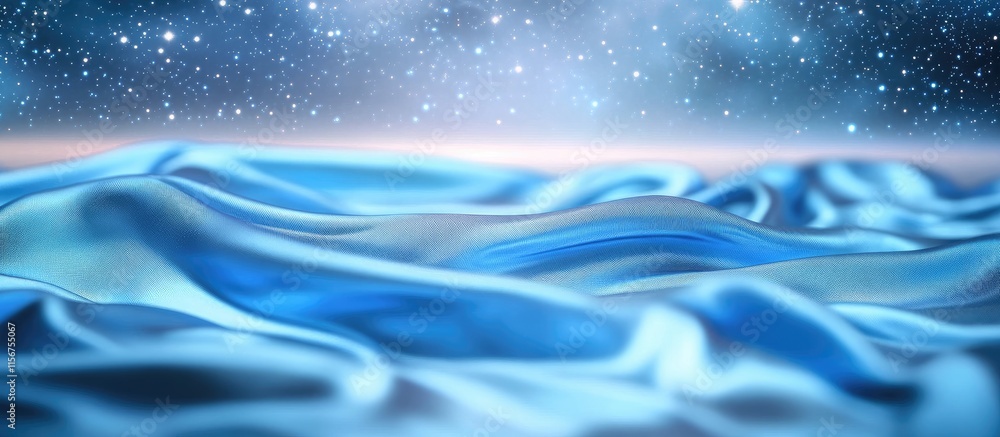 Aufkleber elegant silk fabric flowing under a starry night sky creating a dreamy backdrop with ample space for