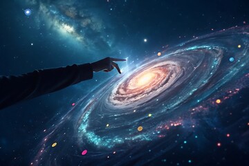Cosmic Galaxy Digital Universe Glowing Particles
