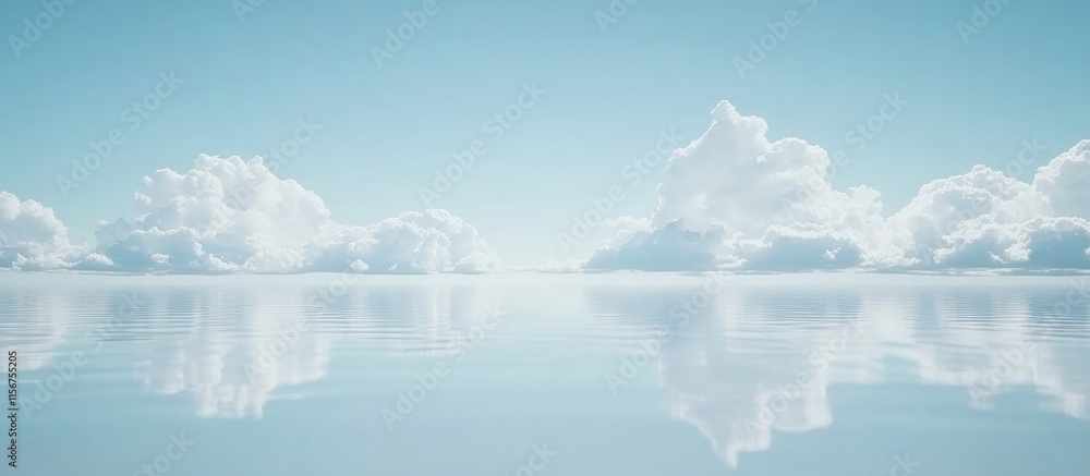 Aufkleber serene blue cloudscape reflection with expansive space for text or design elements