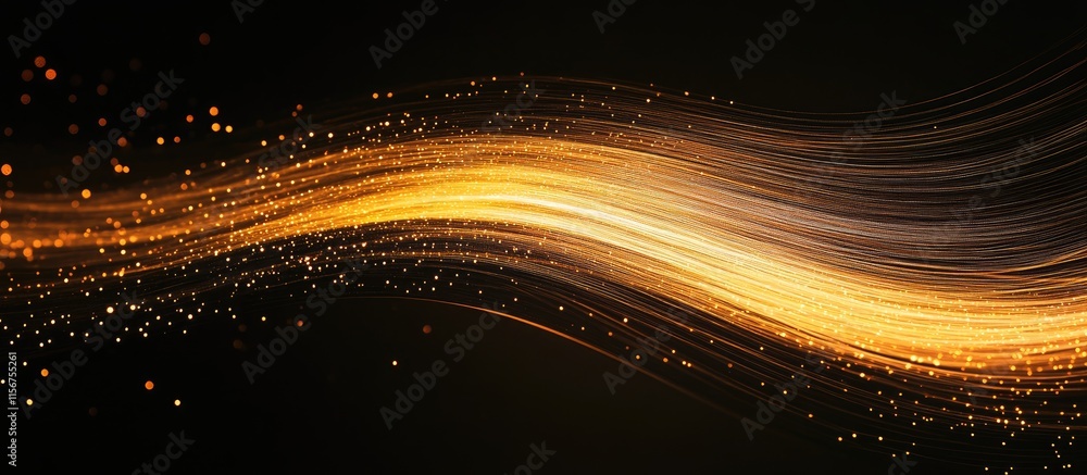 Poster dynamic fiber optic light waves background with abundant copy space for text and creative design int