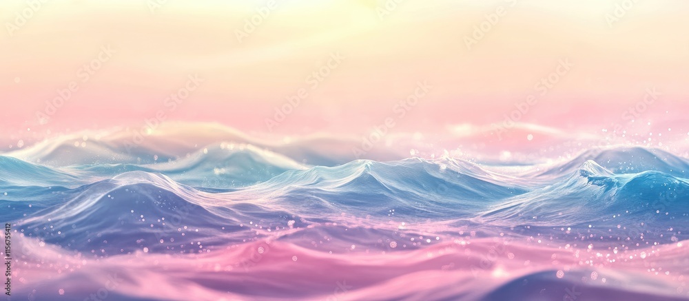 Poster pastel wave sparkles bokeh background panorama with dreamy colors and empty space for text or creati