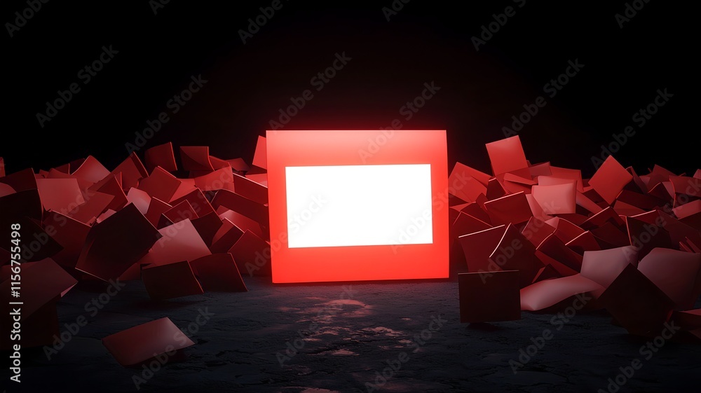 Poster vibrant 3d rendered chinese new year scene with floating red envelopes and glowing text modern and p