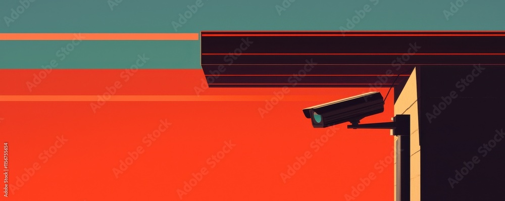 Poster vibrant abstract image of a security camera against a colorful backdrop.