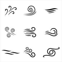 Fototapeta premium Wind air flow vector icon set. Air icon set vector design template.