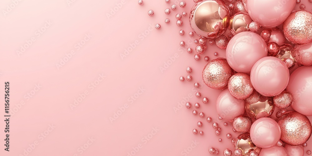 Poster elegant pink balloon cluster with shiny accents creating a festive backdrop and ample space for pers