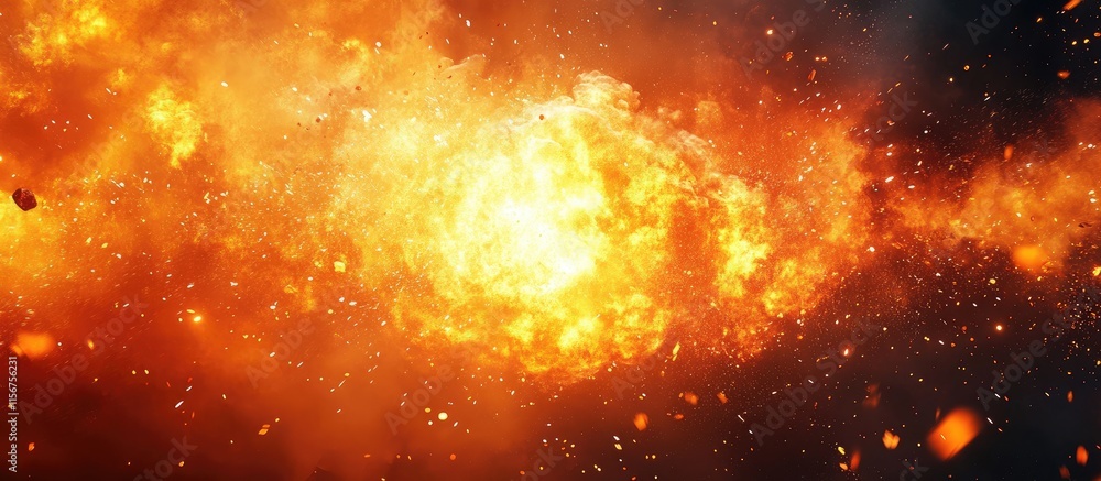 Poster dynamic explosion with fiery colors and abstract design ideal for text placement in creative media p